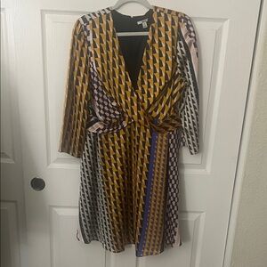 Bar III Multicolor Geometric Long Sleeve Dress